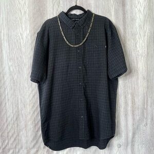 Vans Men’s Short Sleeve Button-Down Shirt - Black/Grey Checkered - XXL